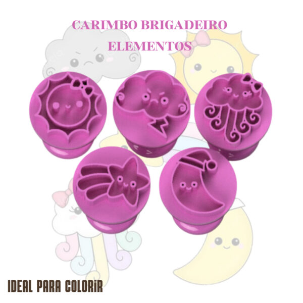 Carimbo para Brigadeiro e Pasta Americana Modelo Elementos da Natureza 5 Pinos - Imagem 2