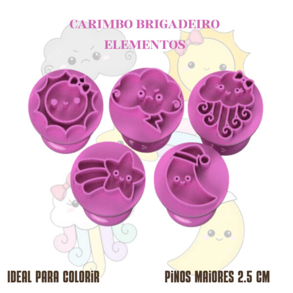 Carimbo para Brigadeiro e Pasta Americana Modelo Elementos da Natureza 5 Pinos - Imagem 3